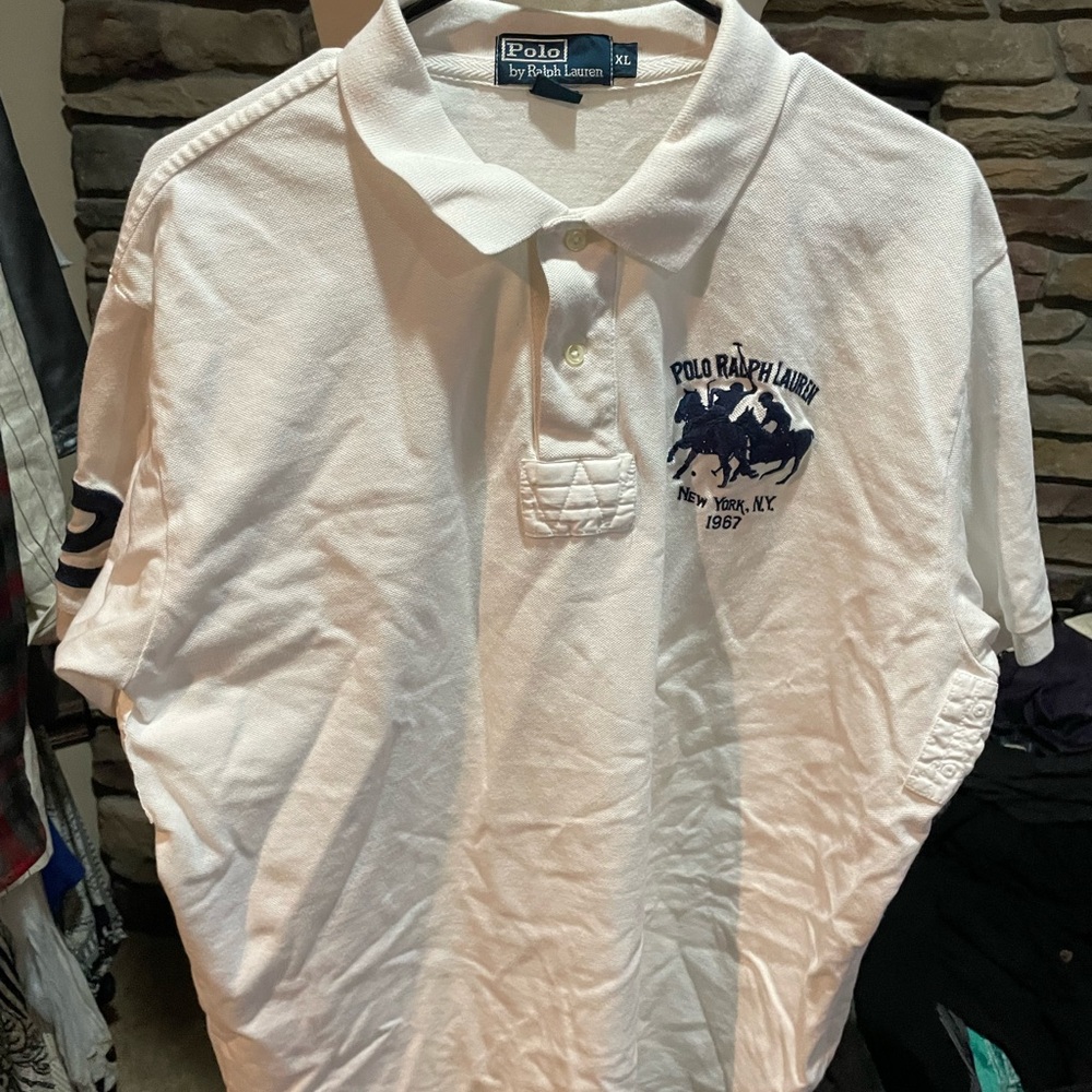 Polo by Ralph Lauren White Shirt with Navy Embroidery